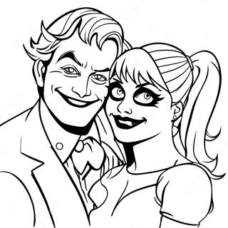 Playful Joker and Harley Quinn Coloring Page | Love Joker and Harley Quinn 塗色頁