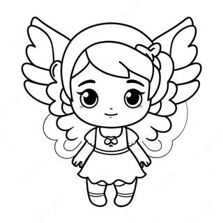 Chibi Girl with Magical Wings Coloring Page | Chibi Girl 塗色頁