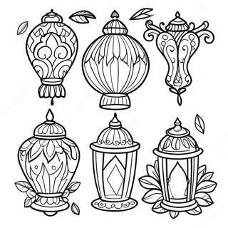 Colorful Eid Lanterns Coloring Page | Eid 塗色頁