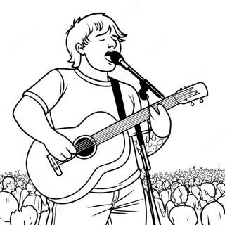 Ed Sheeran Singing on Stage Coloring Page