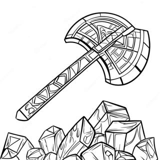 Diamond Minecraft Axe Coloring Page | Minecraft Axe 塗色頁