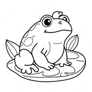 Cute Toad Sitting on a Lily Pad Coloring Page