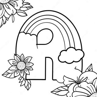 Rainbow Letter R Coloring Page | Letter R 塗色頁