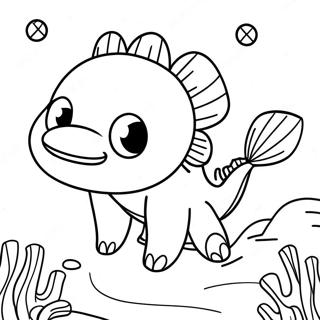 Minecraft Axolotl Swimming in Water Coloring Page | Minecraft Axolotl 塗色頁