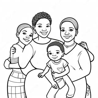 African American Family Together Coloring Page | African American 塗色頁