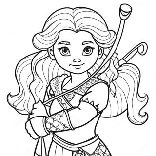Brave Merida with Bow Coloring Page | Merida 塗色頁