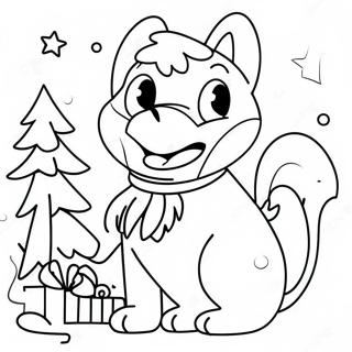 Christmas Bluey Coloring Page
