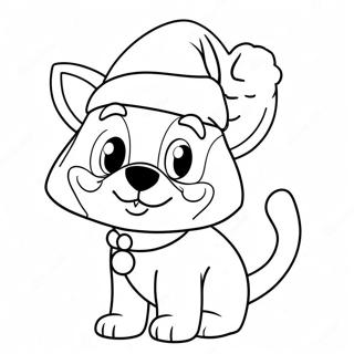 Festive Bluey with Santa Hat Coloring Page