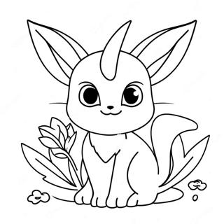 Cute Espeon with Flowers Coloring Page | Espeon 塗色頁