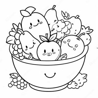 Colorful Fruit Bowl with Smiling Faces Coloring Page | Fruit Bowl 塗色頁