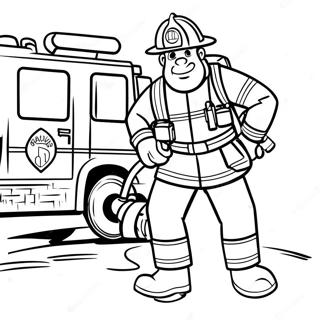 Brave Firefighter in Action Coloring Page | Thank You First Responders 塗色頁
