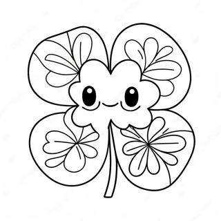 Cute Shamrock with Smiling Face Coloring Page