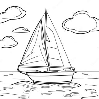 Sailboat on Calm Water Coloring Page | Boat 塗色頁