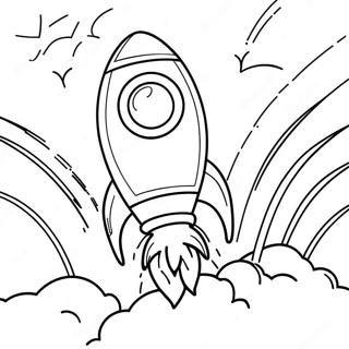 Realistic Rocket Launching into Space Coloring Page