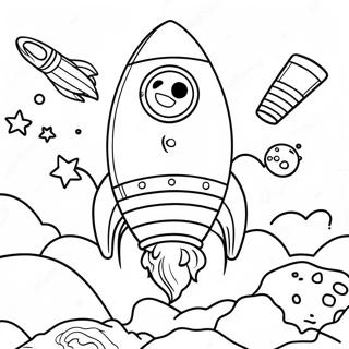 Detailed Rocket with Astronauts Coloring Page