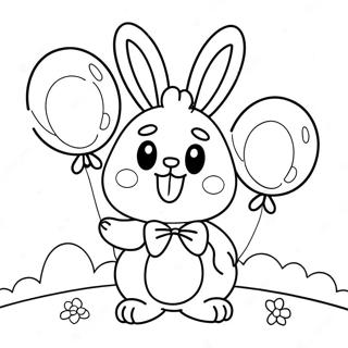 Cute Bunzo Bunny with Balloons Coloring Page | Bunzo Bunny 塗色頁