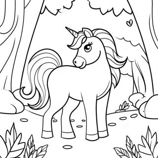 Majestic Unicorn in a Magical Forest Coloring Page | Unicorn for Adults 塗色頁