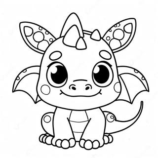 Adorable Kawaii Dragon with Sparkling Eyes Coloring Page | Mythical Creatures Kawaii Cute Dragon 塗色頁
