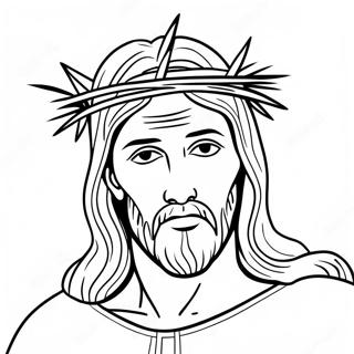 Jesus with Crown of Thorns Coloring Page | Jesus on the Cross 塗色頁
