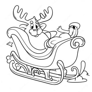 Magical Santa's Sleigh with Reindeer Coloring Page | Santa's Sleigh 塗色頁