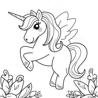 Sparkly Easter Unicorn with Flowers Coloring Page | Easter Unicorn 塗色頁