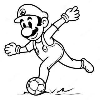 Luigi Kicking a Soccer Ball Coloring Page | Mario Soccer 塗色頁