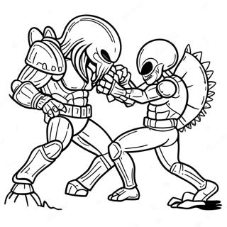 Alien vs Predator Battle Scene Coloring Page | Alien vs Predator 塗色頁