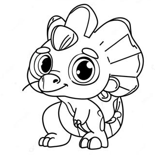 Cute Dilophosaurus with Big Eyes Coloring Page | Dilophosaurus 塗色頁