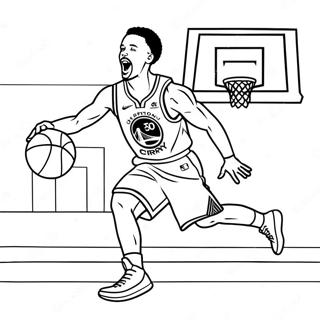 Steph Curry Shooting Three-Pointer Coloring Page