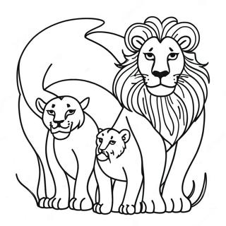 Lion Family Coloring Page | Lion Family 塗色頁
