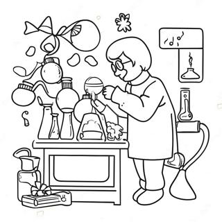 Festive Science Lab with Christmas Decorations Coloring Page | Science Christmas 塗色頁