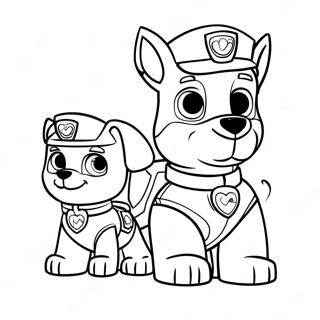 Paw Patrol Valentine Coloring Page | Paw Patrol Valentine 塗色頁