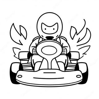 Fast Go Kart with Flames Coloring Page | Go Kart 塗色頁
