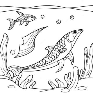 Swordfish Swimming in the Ocean Coloring Page | Swordfish 塗色頁