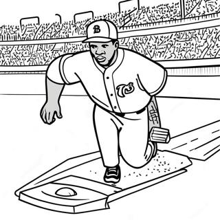 Jackie Robinson Sliding into Home Plate Coloring Page | Jackie Robinson 塗色頁