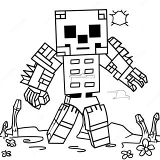 Creepy Minecraft Mutant Skeleton Coloring Page | Minecraft Mutant Skeleton 塗色頁