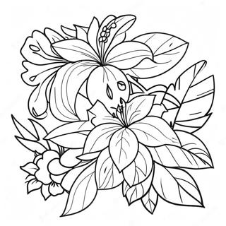 Tropical Flowers Coloring Page | Tropical Flowers 塗色頁