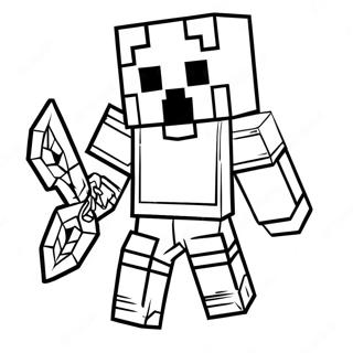 Minecraft Steve in Shiny Diamond Armor Coloring Page | Diamond Armor Minecraft Steve 塗色頁