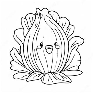 Cute Cartoon Lettuce Coloring Page | Lettuce 塗色頁