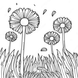Dandelion Field Coloring Page | Dandelion 塗色頁