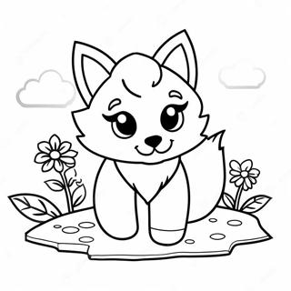 Cute Minecraft Fox with Flowers Coloring Page | Minecraft Fox 塗色頁
