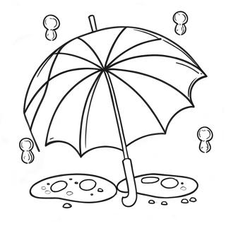Cute Umbrella and Raindrops Coloring Page | April Showers 塗色頁