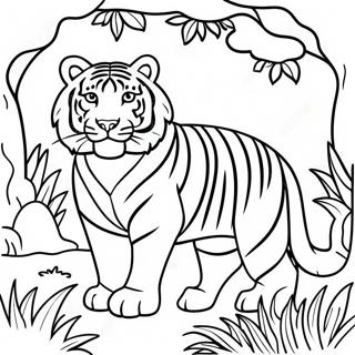 Majestic White Tiger in Jungle Coloring Page | White Tiger 塗色頁