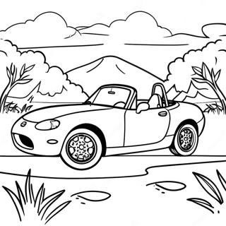 Mazda Miata in a Scenic Landscape Coloring Page | Miata 塗色頁
