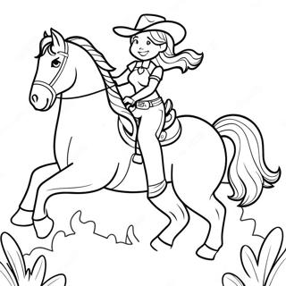 Cowgirl Riding a Horse Coloring Page | Cowgirl 塗色頁