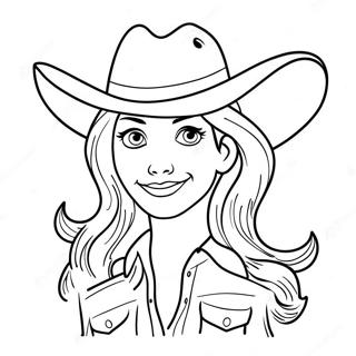 Cute Cowgirl with a Hat Coloring Page | Cowgirl 塗色頁