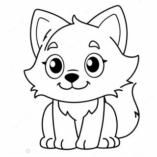 Cute Anime Wolf Pup Coloring Page | Adorable Cute Anime Wolf Pup 塗色頁