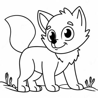 Playful Anime Wolf Pup Coloring Page | Adorable Cute Anime Wolf Pup 塗色頁