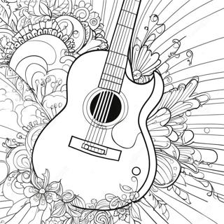 Colorful Guitar Coloring Page | Instrument 塗色頁