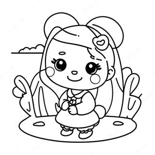 Kawaii Girl with Cute Animal Coloring Page | Easy Kawaii Girl 塗色頁